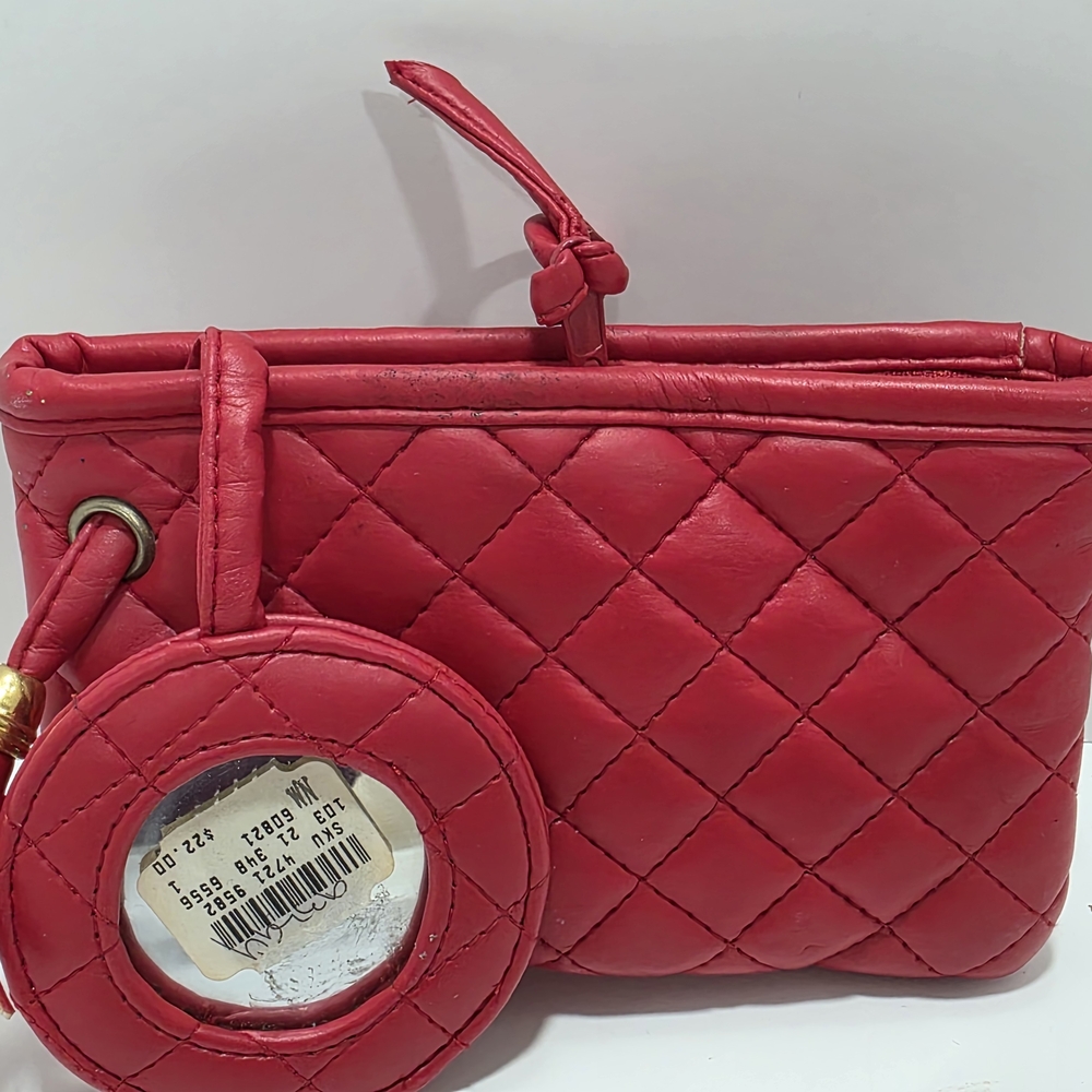 Vintage Neiman Marcus Quilted Red Cosmetic Bag